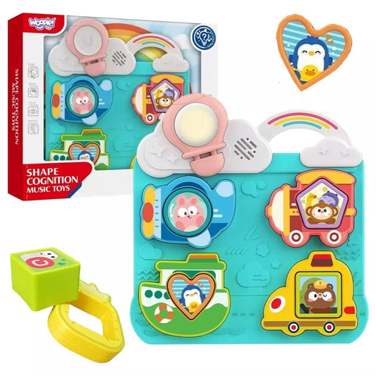 WOOPIE BABY interaktyvi transporto priemonių ir gyvūnų derinimo dėlionė, mėlyna