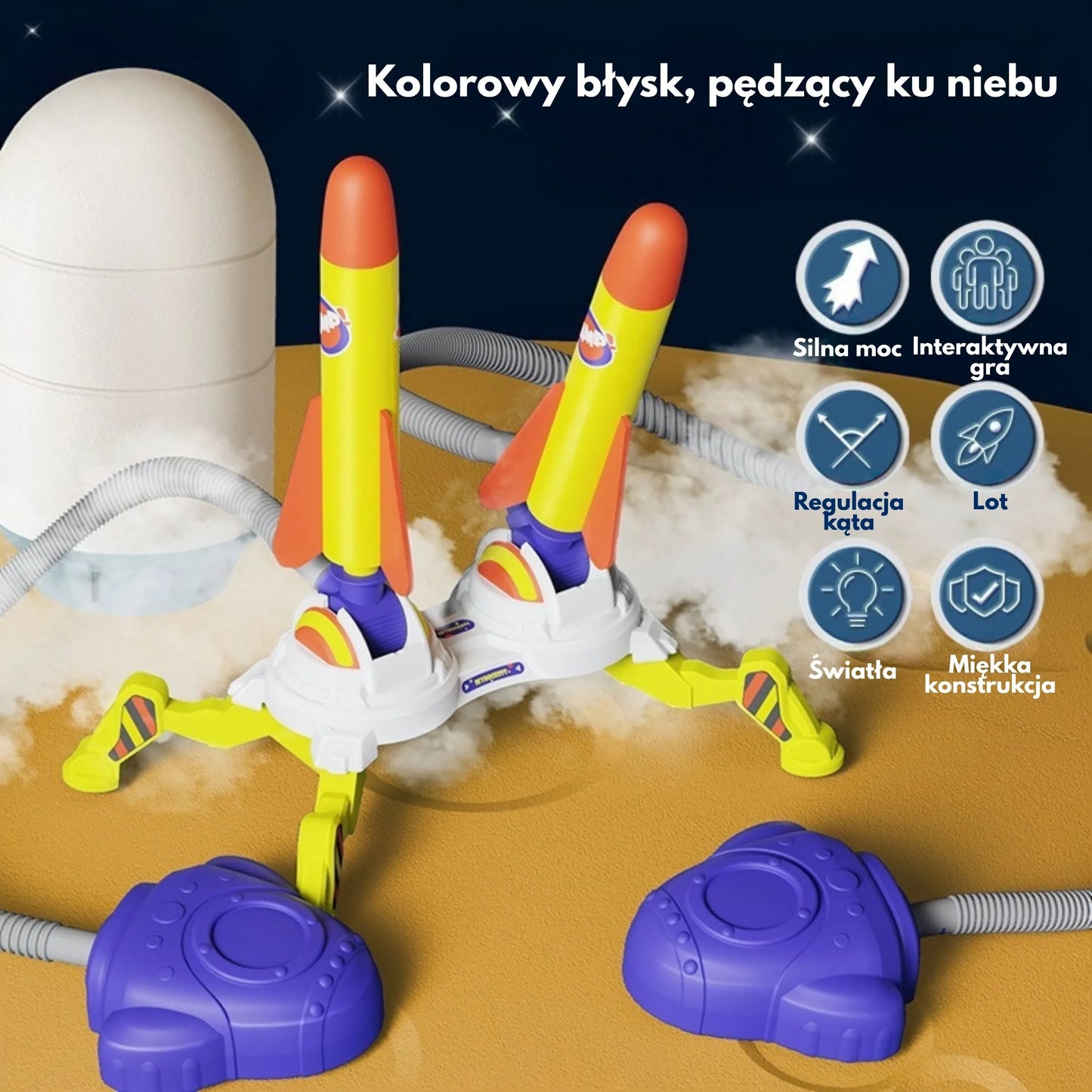 Woopie dvigubas putų raketų paleidėjas – 6 raketos, 2 pompos
