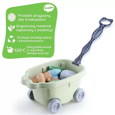 Smėlio rinkinys su vežimėliu ir priedais 12vnt