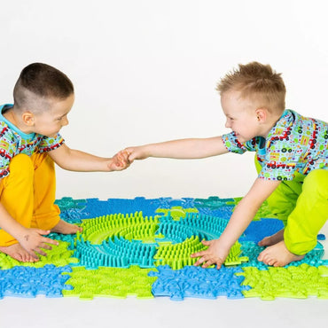 Sensorinis kilimėlis ortopedinis galvosūkis 11 vnt. – Spalva mėlyna/žalia