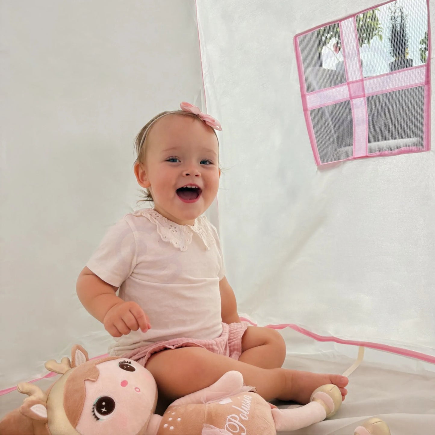 WOOPIE rožinis pasakų namelis–palapinė vaikams, 3+
