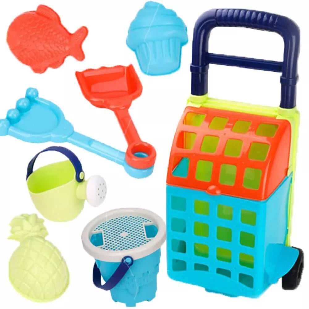 Smėlio rinkinys su vežimėliu ir priedais