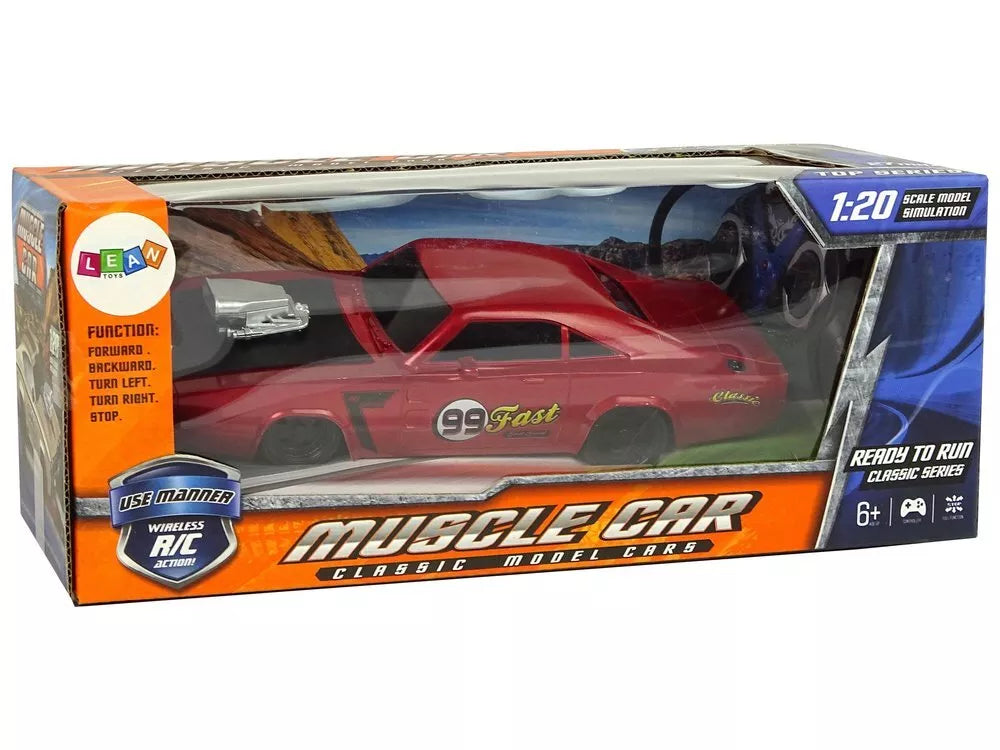 Nuotoliniu būdu valdomas sportinis automobilis 1:20 – raudonas lenktyninis modelis „Pilot 99“