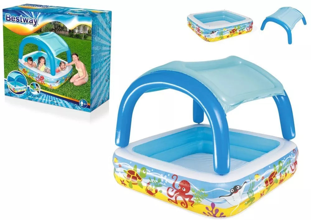 Bestway pripučiamas vaikiškas baseinas su stogeliu 140 × 140 × 114 cm