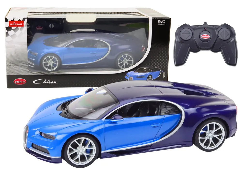1:14 R/C Bugatti Chiron – mėlynas, licencijuotas modelis