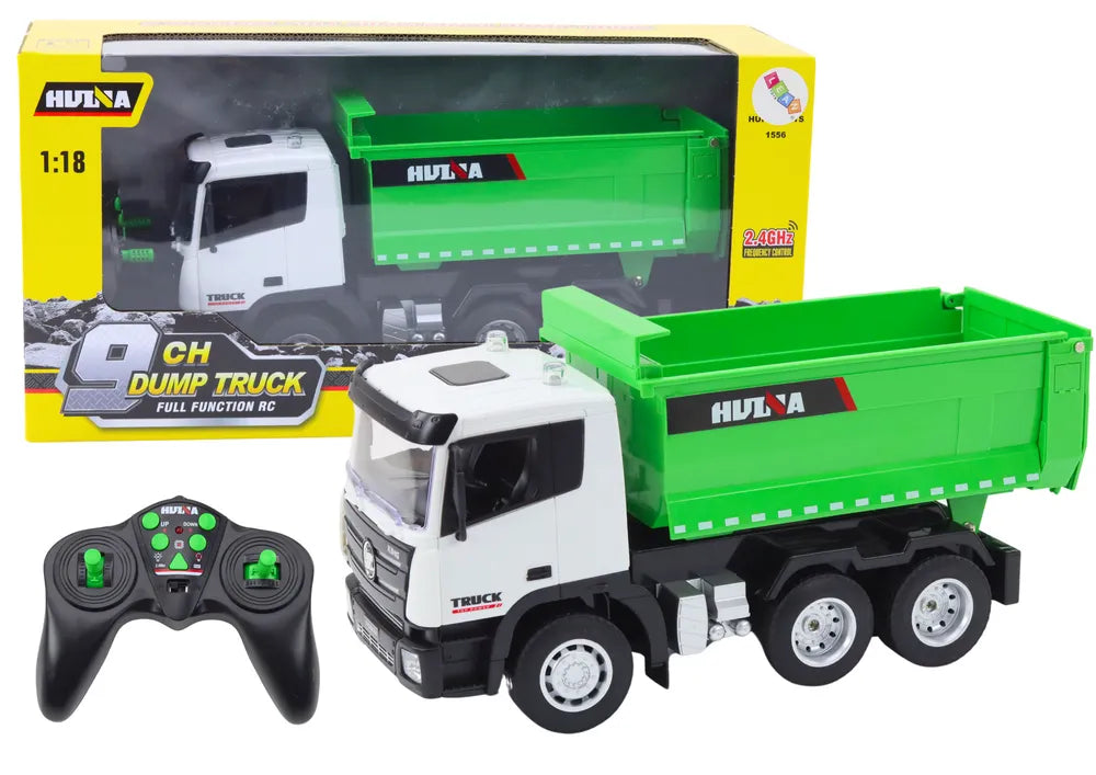 1:18 žalias RC savivartis su priekaba