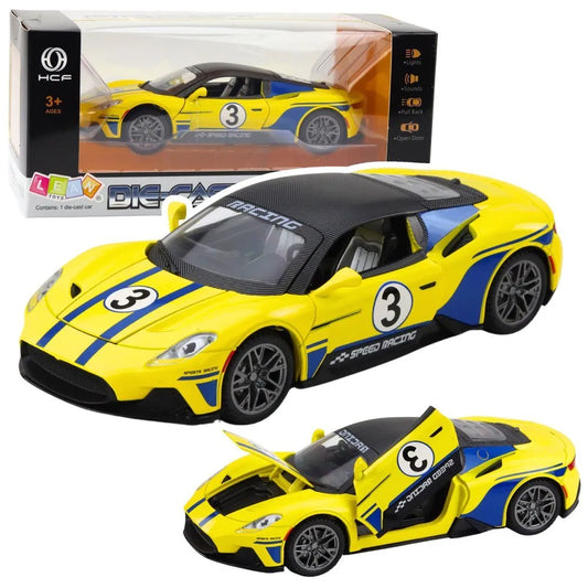 1:22 metalinis sportinis automobilis geltonas