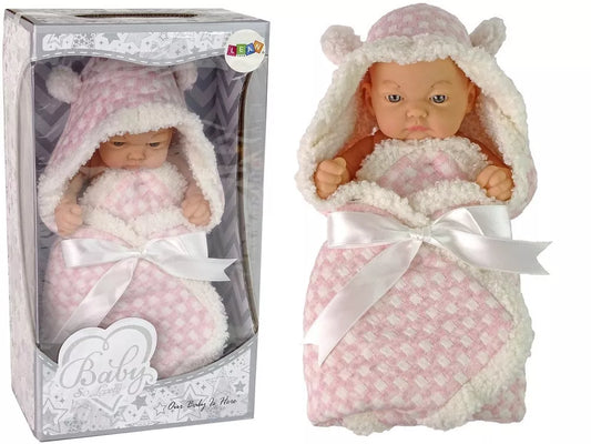 „Sweet Baby“ pupelės tipo lėlė su rožiniu kokonėliu ir kaspinėliu – 24 cm