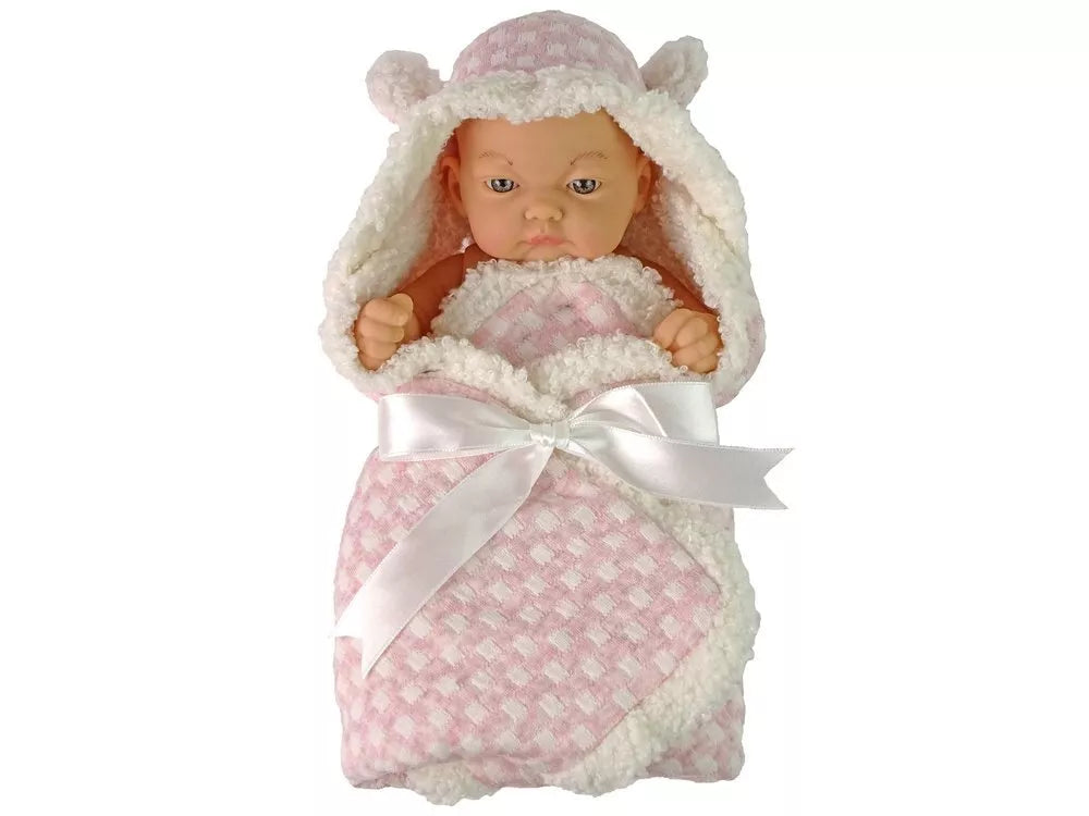 „Sweet Baby“ pupelės tipo lėlė su rožiniu kokonėliu ir kaspinėliu – 24 cm