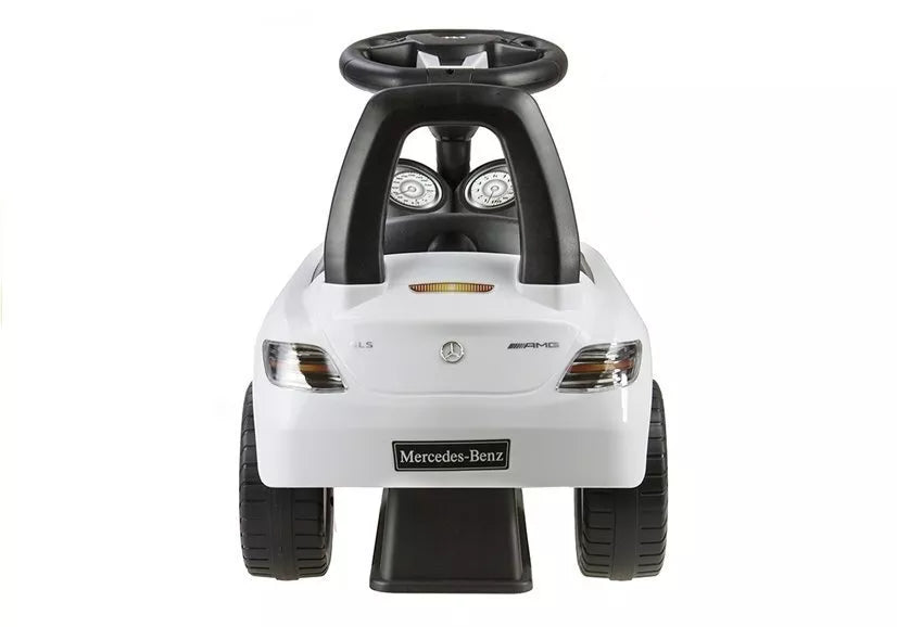 Mercedes-Benz SLS AMG White – vaikiška stumiama paspiriama mašinėlė (balta)