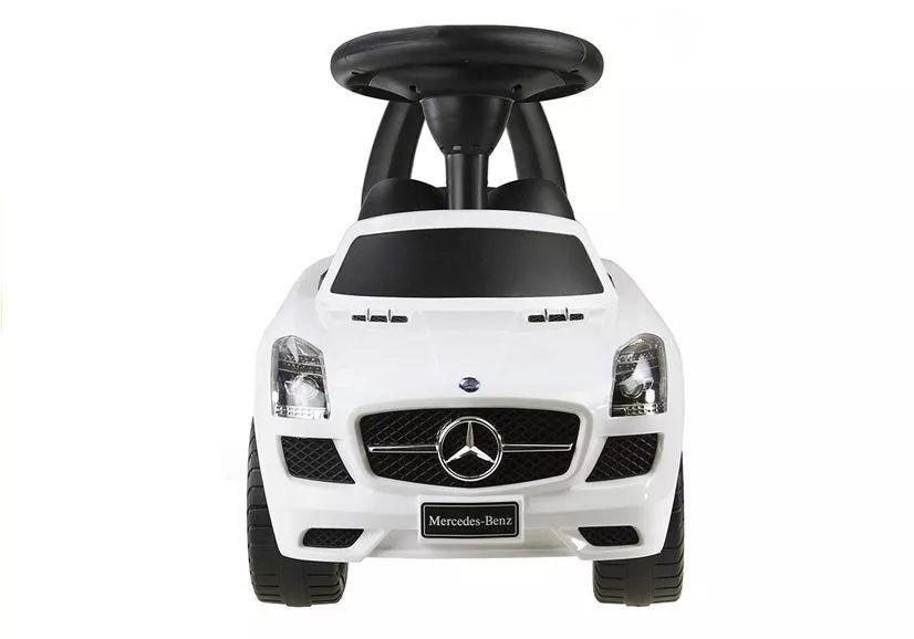 Mercedes-Benz SLS AMG White – vaikiška stumiama paspiriama mašinėlė (balta)