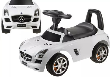 Mercedes-Benz SLS AMG White – vaikiška stumiama paspiriama mašinėlė (balta)
