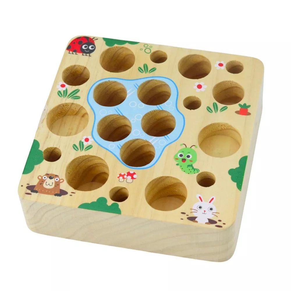 Medinis „Carrots Game“ žaidimas su magnetine kirmėlyte ir meškere