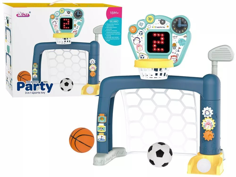 3in1 sportinių žaidimų rinkinys mažyliams: golfas, krepšinis ir futbolas viename!