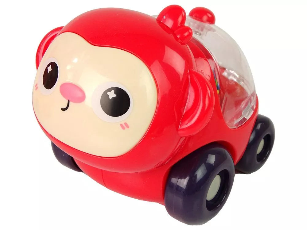Spalvotų gyvūnų mašinėlių rinkinys su barškančiais kamuoliukais