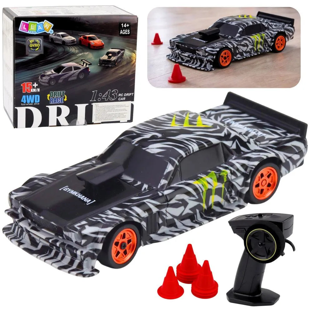 1:43 RC DRIFT automobilis su nuotoliniu valdymu, 4WD, 2.4GHz ir LED šviesomis
