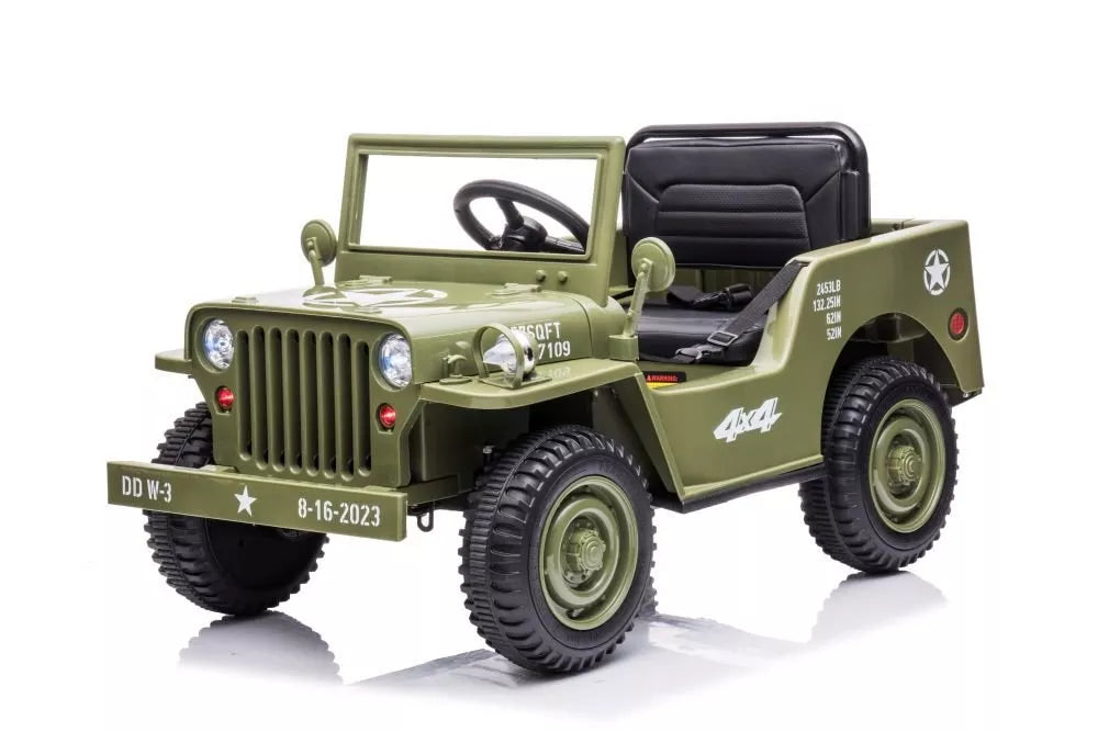 JH‑103 Olive Green elektrinis visureigis vaikams – 4×4, 12V, EVA ratai