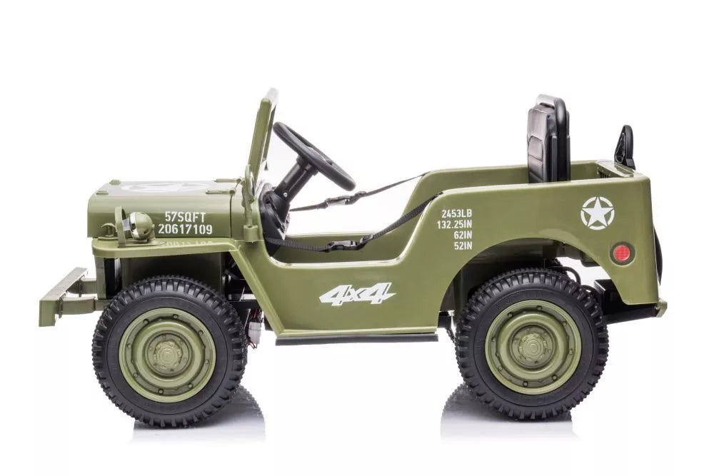 JH‑103 Olive Green elektrinis visureigis vaikams – 4×4, 12V, EVA ratai