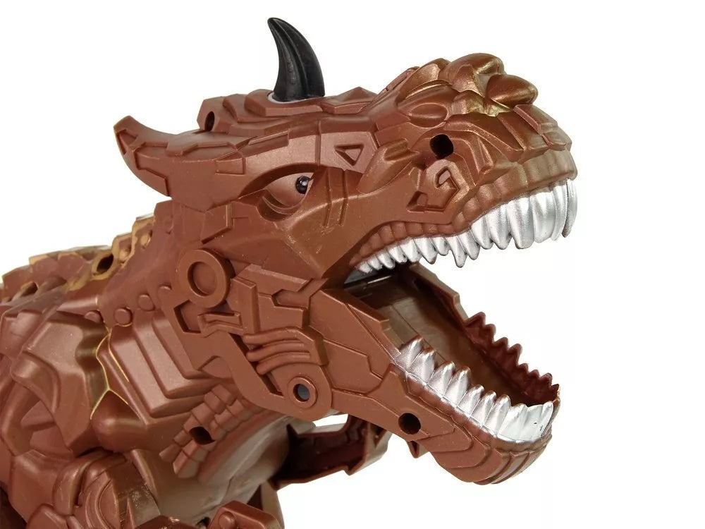 Rudas garų dinozauras su projektoriumi