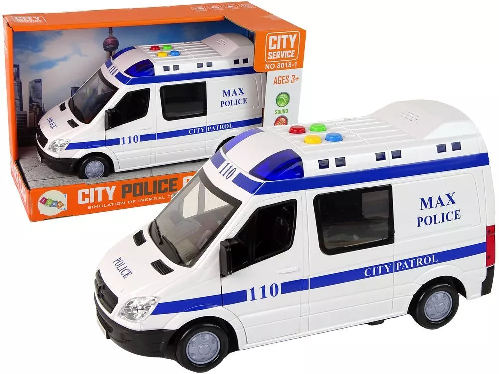 Policijos automobilis su šviesomis ir garsais