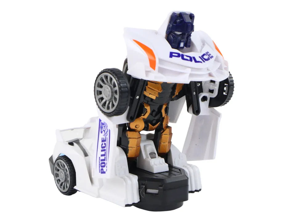 Policijos robotas automobilis baltas 2in1