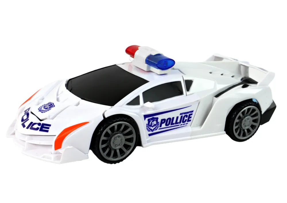 Policijos robotas automobilis baltas 2in1
