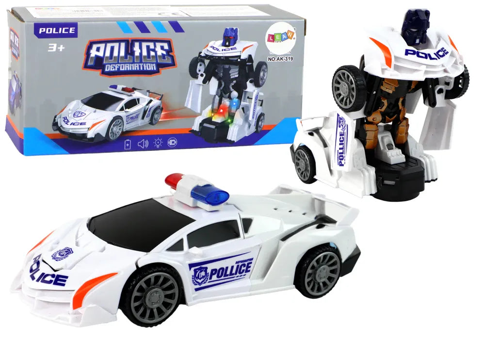 Policijos robotas automobilis baltas 2in1
