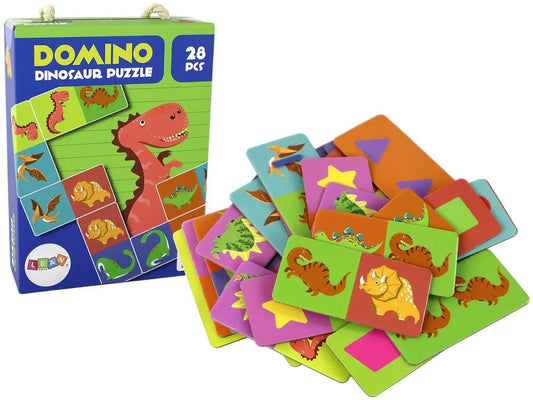 Dvipusis domino dinozaurai dėlionė 28 elementai