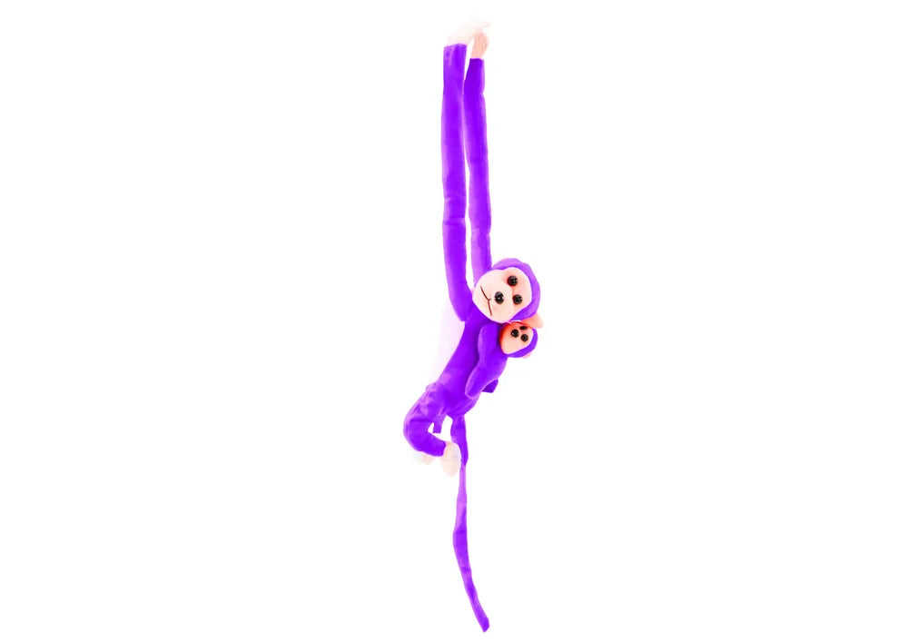 Pliušinė beždžionė su mažyliu violetinė 70 cm