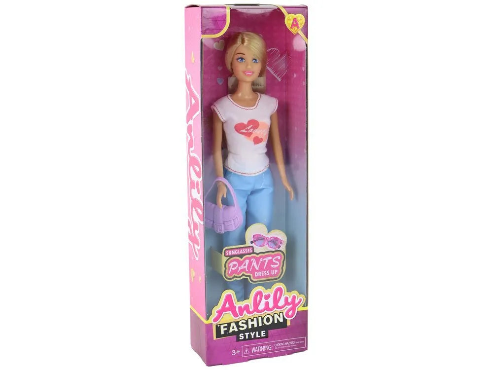 Anlily lėlė šviesiaplaukė rankinė akiniai