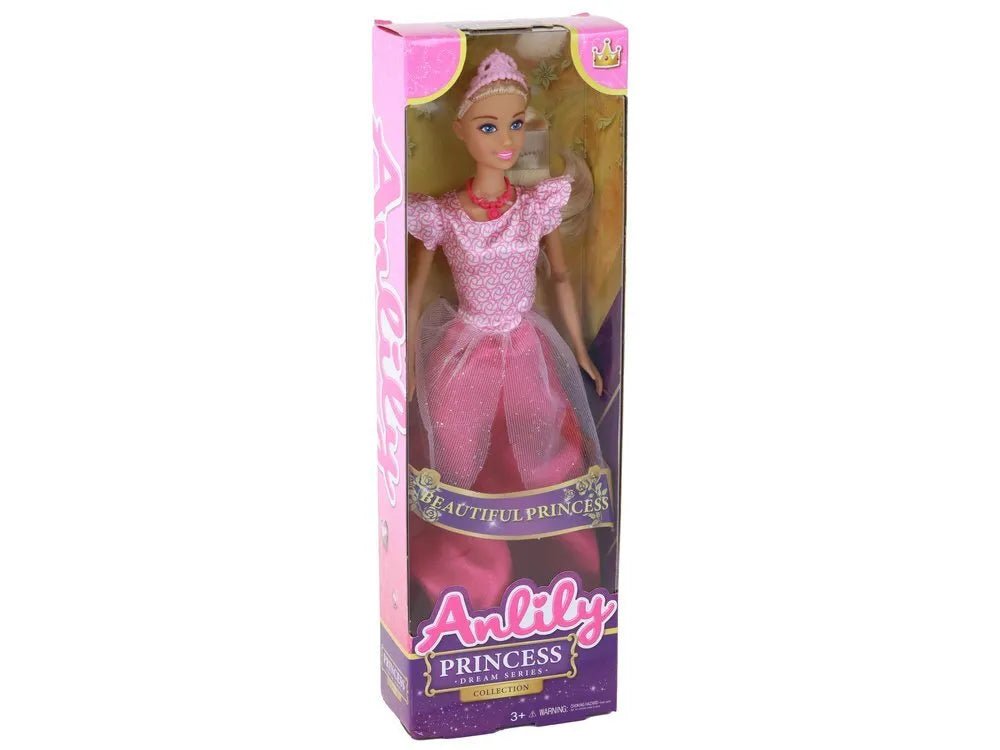 Vaikiška lėlė Anlily princesė, ilgi šviesūs plaukai, tiara, rožinė suknelė