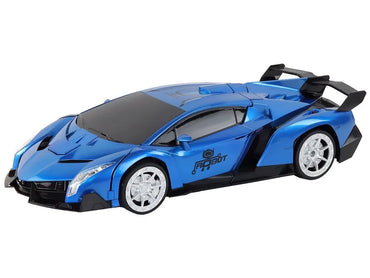 Nuotoliniu būdu valdomas transformuojamas automobilis-robotas 1:10, mėlynas, valdymas gestais