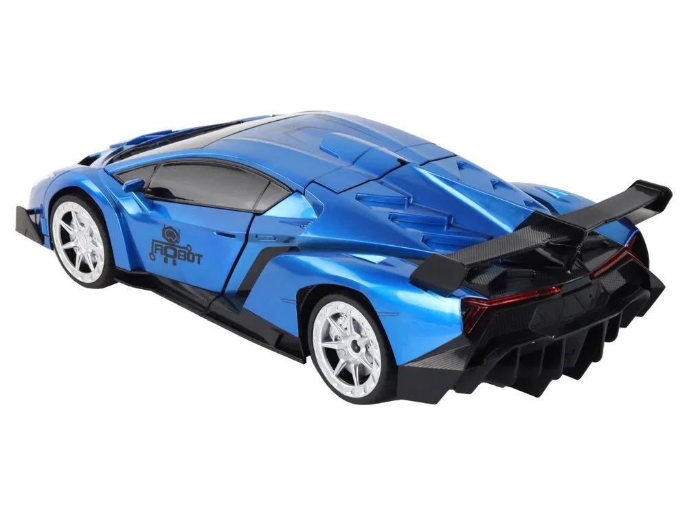 Nuotoliniu būdu valdomas transformuojamas automobilis-robotas 1:10, mėlynas, valdymas gestais