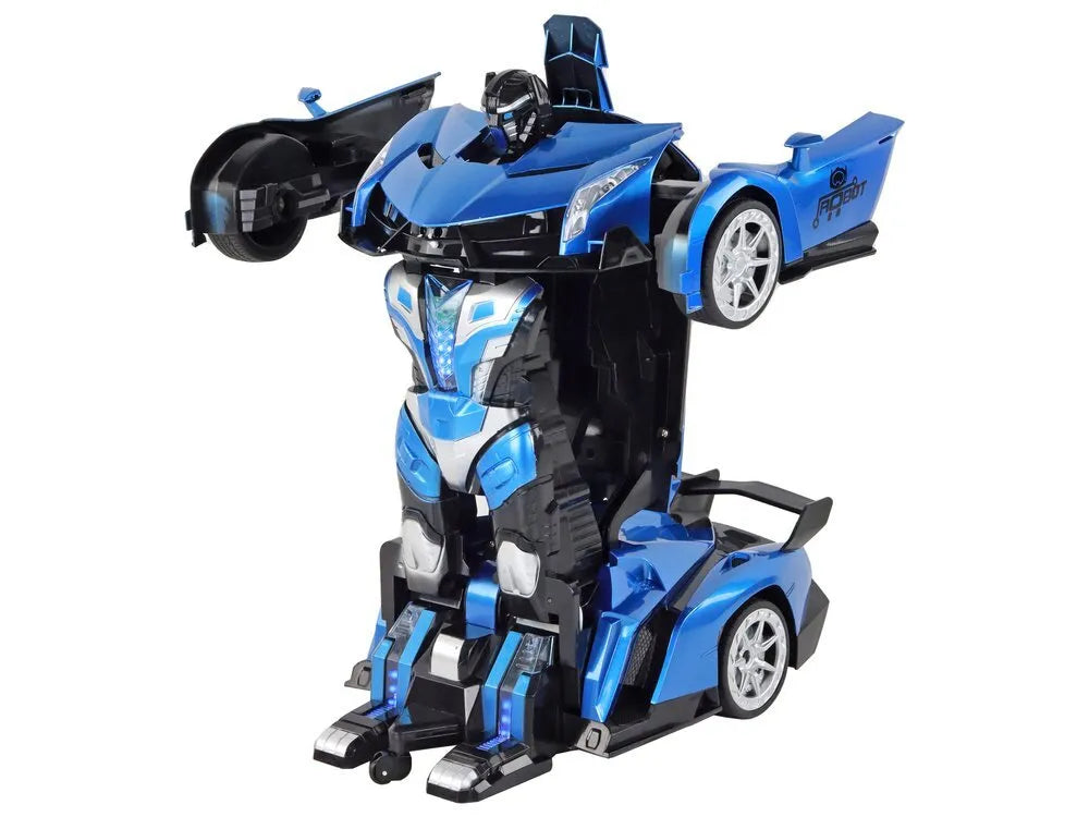 Nuotoliniu būdu valdomas transformuojamas automobilis-robotas 1:10, mėlynas, valdymas gestais