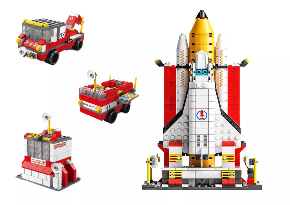 Konstruktorius „Kosminė raketa 6in1“ – 1000 detalių kosminių transporto priemonių rinkinys