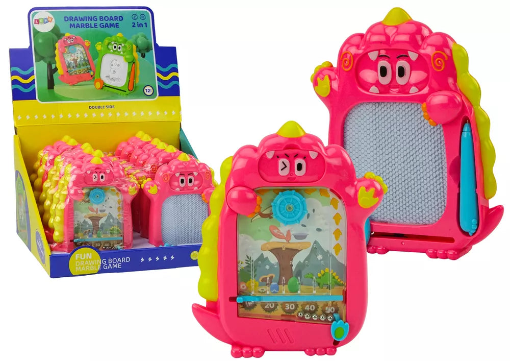 2in1 kišeninė piešimo ir žaidimų lenta Pink Dinosaur