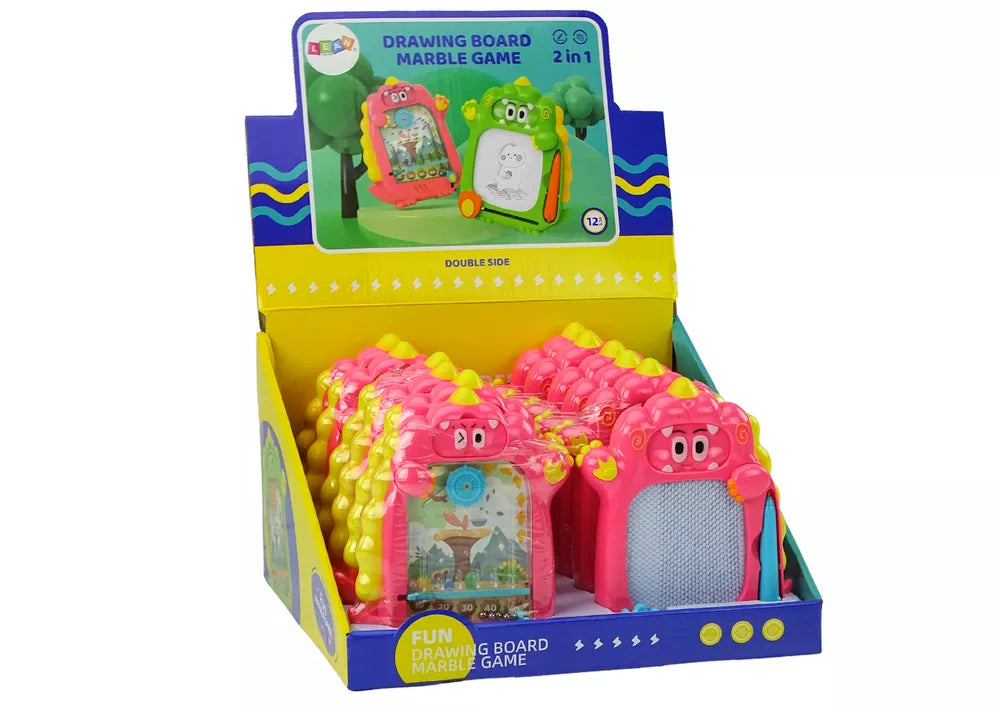 2in1 kišeninė piešimo ir žaidimų lenta Pink Dinosaur