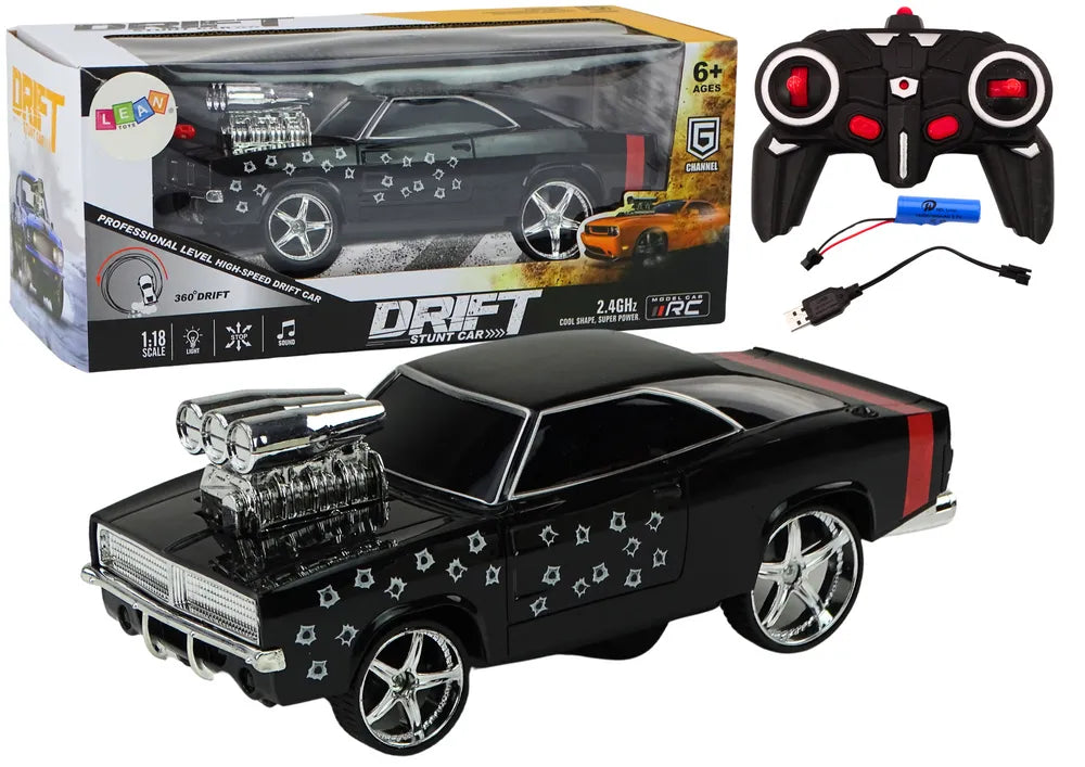 Drift automobilis valdomas pultu juodas