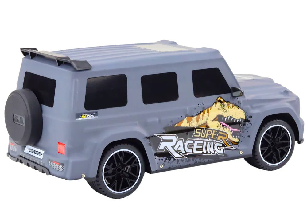 Sportinis automobilis su dinozauru 1:10 pilkas