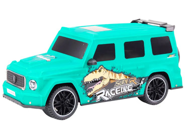 Sportinis automobilis su dinozauru 1:10 žalias