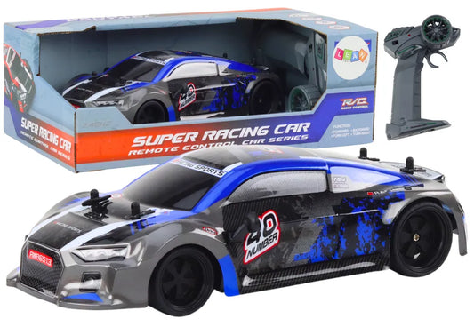 Drift automobilis guminiais ratais mėlynas