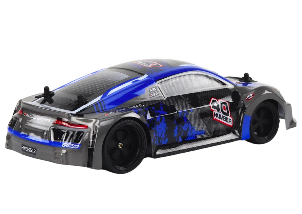Drift automobilis guminiais ratais mėlynas