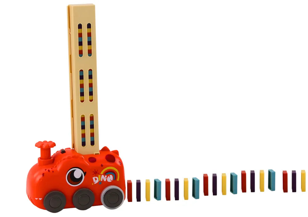 Dinozauras su domino kaladėlėmis raudonas