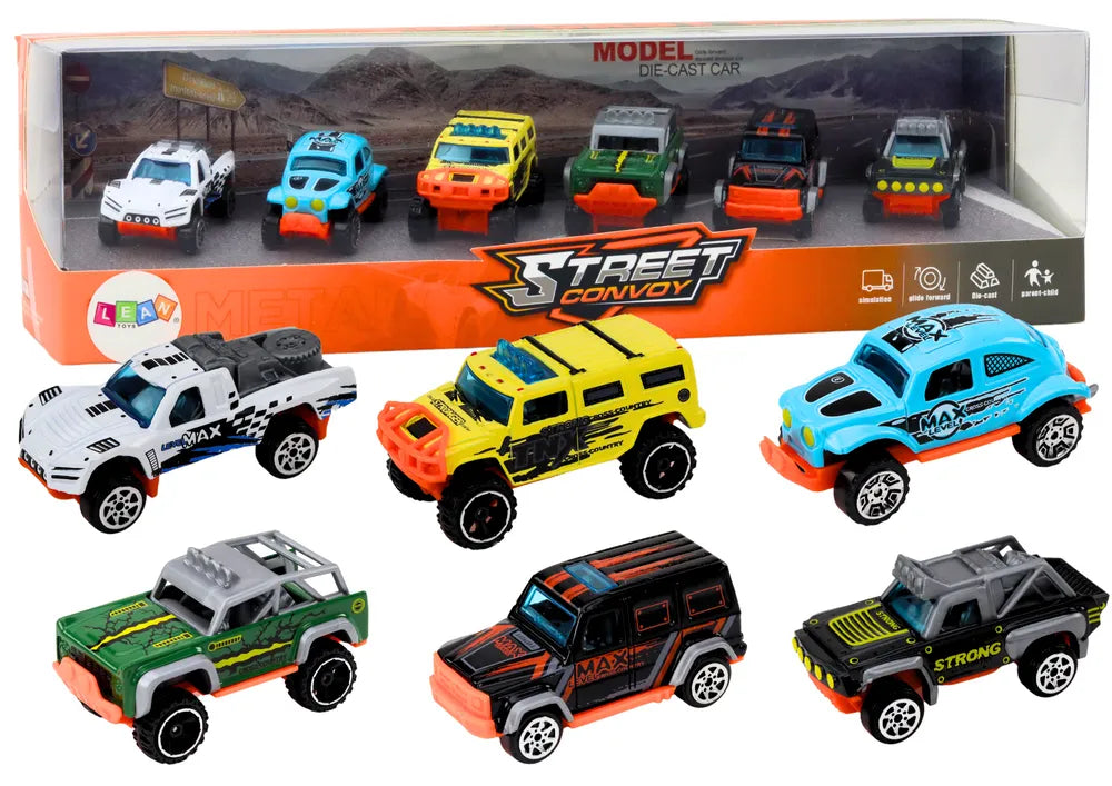 Metaliniai visureigiai automobiliai 1:64 6 vnt