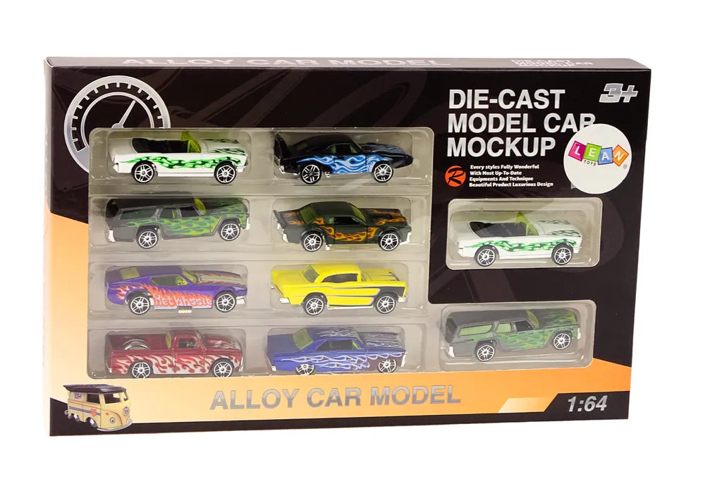 Metaliniai sportiniai automobiliai 1:64 10 vnt