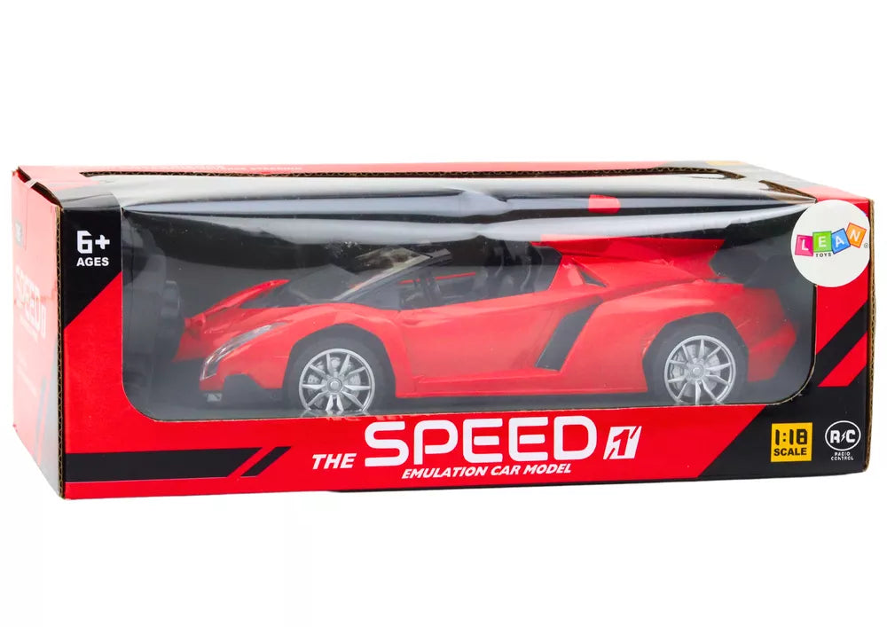 Sportinis nuotoliniu būdu valdomas automobilis RC 1:18 – raudonas