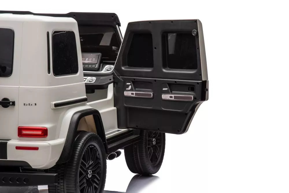 Akumuliatorinis automobilis vaikams Mercedes G63 XXL, baltos spalvos, 24 V