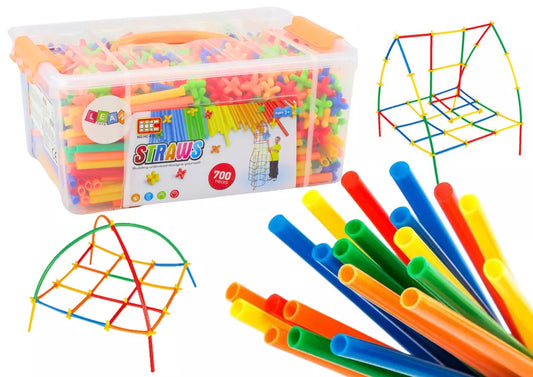 Spalvotos 3D šiaudelių konstruktorius vaikams 800 vnt