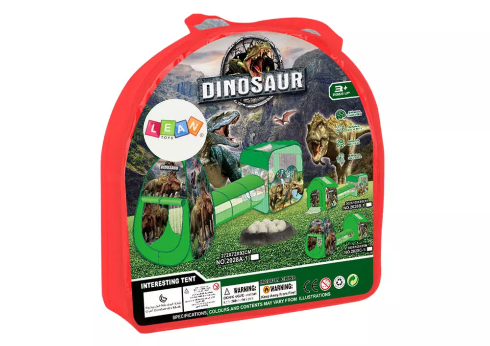 Vaikų žaidimų aikštelė 3in1 – Palapinė, Namelis, Baseinas „Dinozaurai