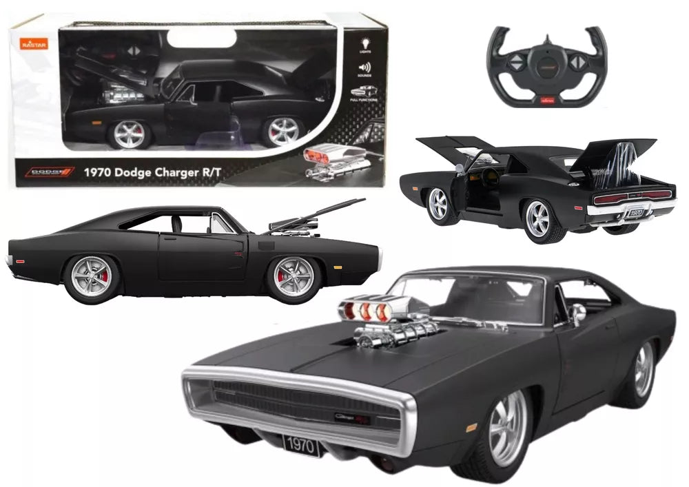 Dodge Charger R/T RC 1:16 juodas sportinis automobilis